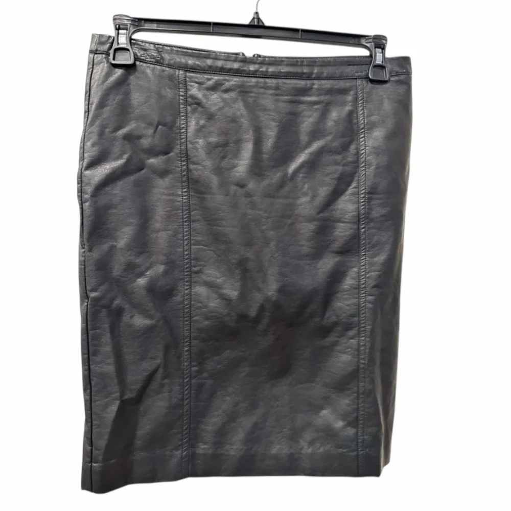 Worthington Faux Leather Pencil Skirt Women’s 10 Black Midi Career Chic